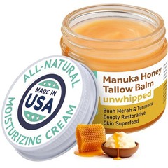 Manuka Honey Frankincense Tallow Balm, Handmade Grass-Fed Beef Tallow, Hydrating