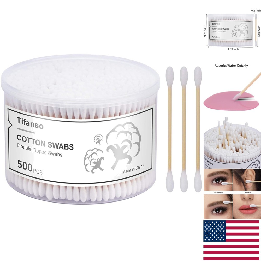 Versatile 500 Count Cotton Swabs with Strong Wooden Tips & Storage Box