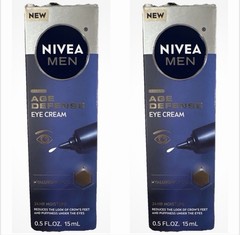 Lot Of 2 Nivea Age Defense Eye Cream W/ Hyaluronic Acid 24Hr Hydrating .5oz 15ml