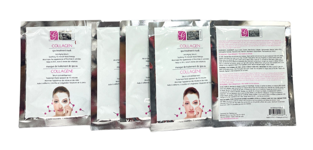 Global Beauty Care Collagen SPA Treatment Mask (1 Facial Treatment)Lot Of 5,New