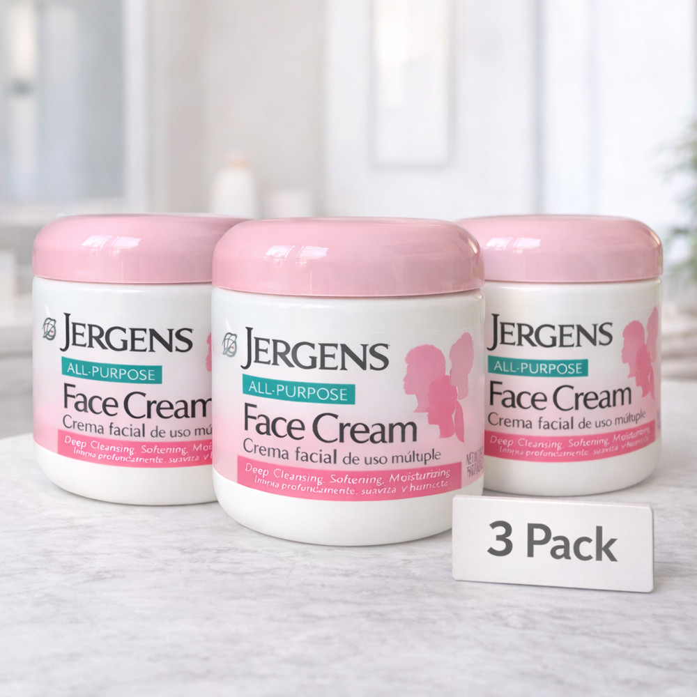 3 Pack Jergens All Purpose Face Cream 15 oz Each | Deep Cleansing Facial Cream