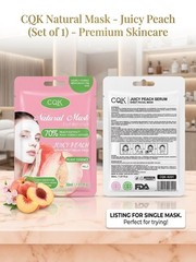 3 CQK Natural Juicy Peach Facial Sheet Mask Hydrating Brightening Serum 30ml