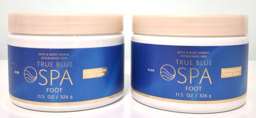 NEW BATH & BODY WORKS TRUE BLUE SPA FOOT EFFERVESCENT FOOT SOAK 11.5 OZ JAR x2