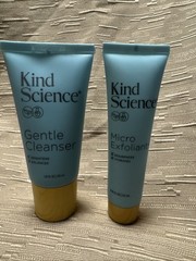 LOT OF 2 Kind Science Gentle Cleanser Wash 1.5oz & Micro Exfoliant Scrub .75oz
