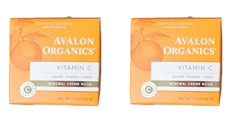 Avalon Organics Vitamin C Renewal Creme Riche 1.7 oz Face Moisturizer 2 Pack