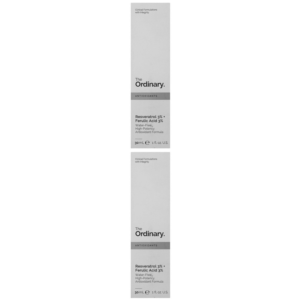 Lot of 2 The Ordinary Antioxidants Resveratrol 3% + Ferulic Acid 3% 30ml (NEW)