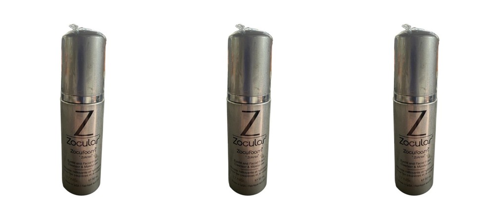 Zocular ZocuFoam Eyelid Facial Cleanser 1.7oz 3 Pack Tea Tree Oil Foam