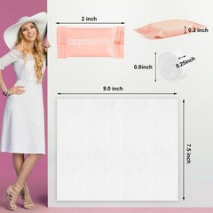 150Pcs Compressed Towel Tablets, Portable Mini 1 Count (Pack of 150), Pink