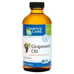 Earth&rsquo;s Care Grapeseed Oil for Skin and Hair, Amber Glass Bottle, 8 FL. OZ.