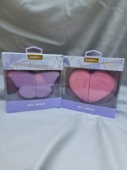SET OF 2 LUMIE FACIAL ICE MOLDS, SILICONE: ONE PURPLE BUTTERFLY & ONE PINK HEART