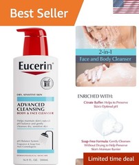 Soap-Free Face and Body Cleanser for Dry Skin – 16.9 FL OZ with Provitamin B5