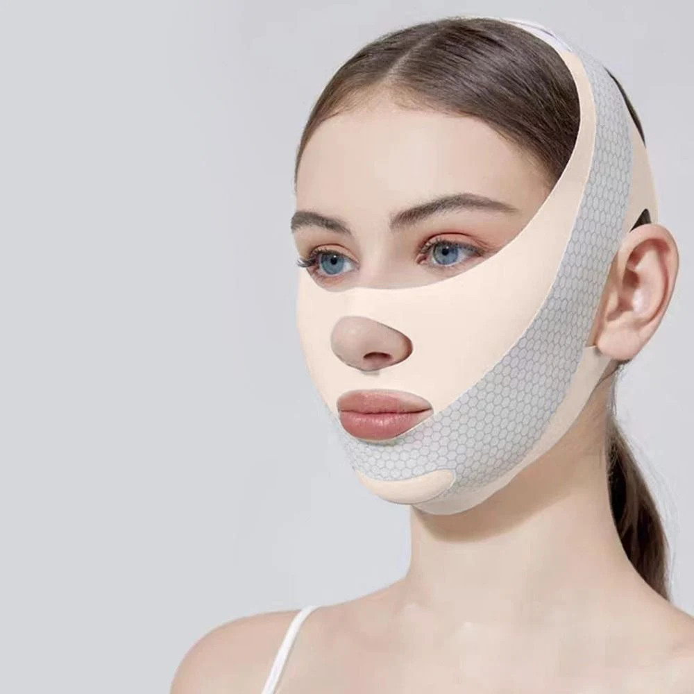 1pc V-shape Face Sculpting Sleep Mask Breathable Elastic Lifting Tighteni