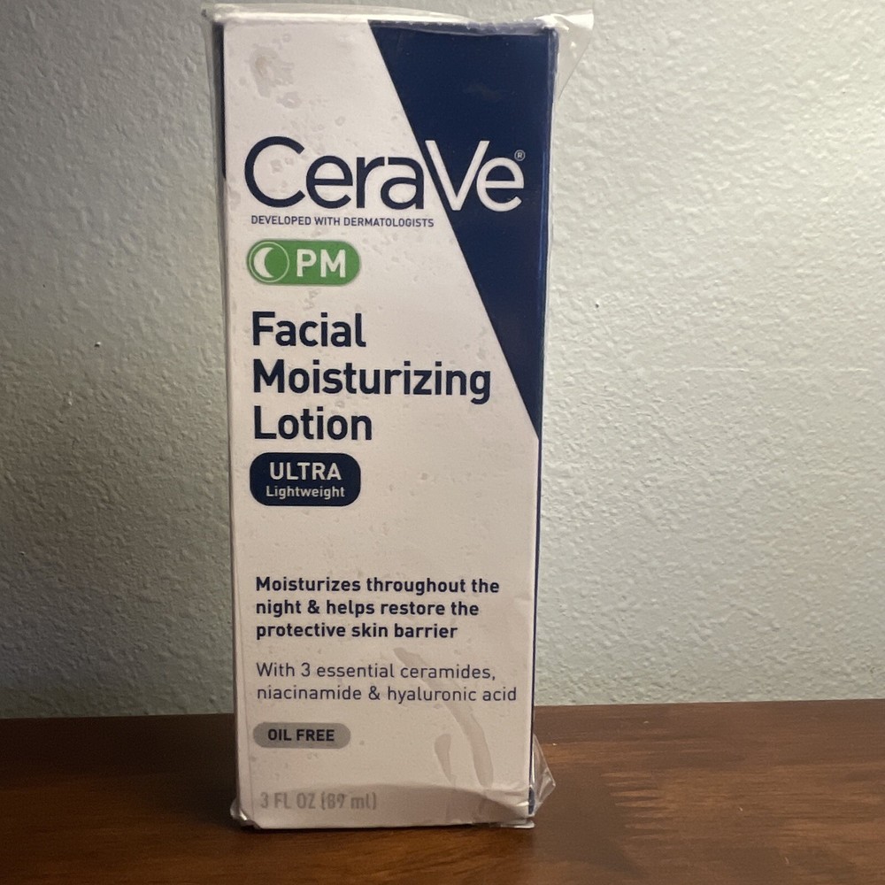 CeraVe PM Facial Moisturizing Lotion Ultra Lightweight 3Oz Oil-Free Moisturizer