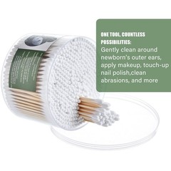 MONCOM 500 Count Double Round Thick Tips Cotton Swabs, Strong bamboo sticks | Fu