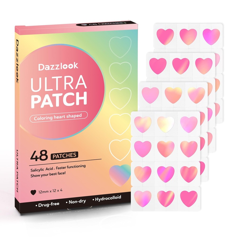 Dazzlook Cute Pink Heart Pimple Patch 0.21 Count (Pack of 48), Multicolored