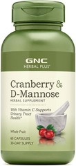 GNC Herbal Plus Cranberry D-Mannose Vitamin C Supports Vegetarian 60pcs NEW