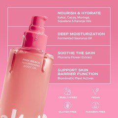 Jumbo Size Body Oil for Women & Men – Pink Beach After Shower Moisturizer, 10oz