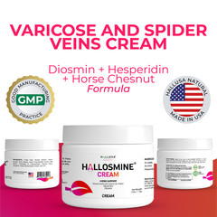 Hallosmine Xtra 850mg Circulation Veins Support 60 ct + FREE Leg Veins Cream 4oz