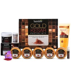 NutriGlow Gold Kesar Facial Kit (250gm + 10ml) with Bleach Cream (43gm) Pack 3