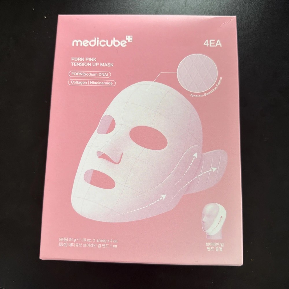 Medicube PDRN Pink Tension Up Mask Set | 34g/ea | V-Line Band | 4ct | NIB