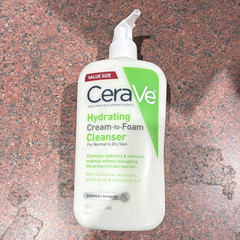 CeraVe Hydrating Cream-to-Foam Cleanser Normal/Dry Removes Makeup 19 fl oz