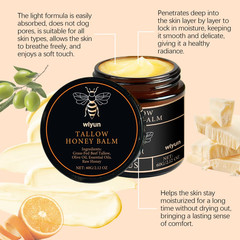 Grass Fed Beef Tallow Honey Balm Organic Raw Unscented Skin Moisturizer (3 pcs )