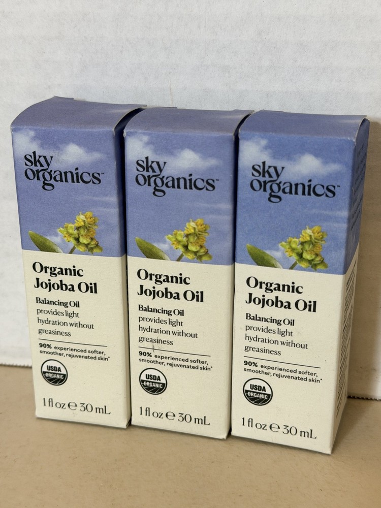 Sky Organics Organic Jojoba Oil to Balance and Hydrate Face & Body Lot of 3 NEW