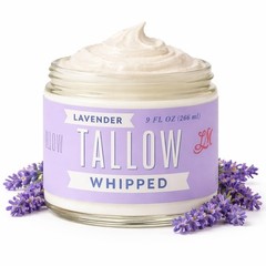 Whipped Tallow 9oz Lavender Natural Face Cream Body Moisturizer for Dry Skin