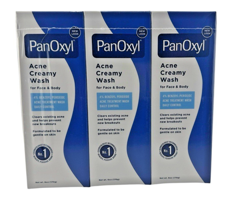PanOxyl 4% Acne Creamy Wash Daily Control 6oz each, Exp 02/27 New! 3 PACK!!