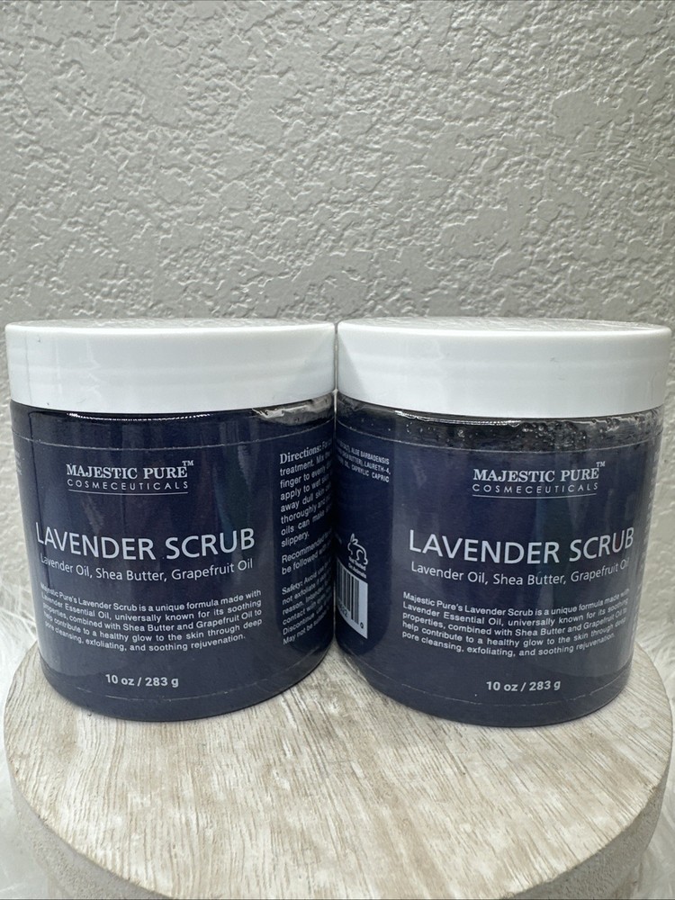 X2 Majestic Pure Cosmeceuticals Lavender Scrub 10oz NEW FAST SHIPPER
