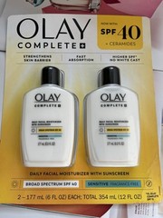 Olay Complete + Daily Facial Moisturizer with Sunscreen SPF 40 6oz Lot of 2