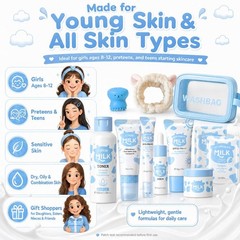 Kids & Teens 12-in-1 Skin Care Gift Set – Face Wash & Moisturizer for Ages 8-12