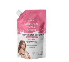LUXE ORGANIX Ultra Fine Niacinamide + Alpha Arbutin Velvet Salt Scrub 300g