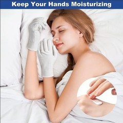 3 Pairs White Cotton Gloves for Dry Hands Sleeping, Moisturizing Spa Lotion Glov