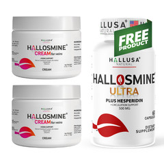 2 pack Hallosmine cream + Free Hallosmine Ultra Diosmin, Vein support supplement