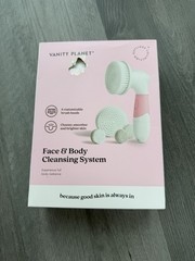 Vanity Planet Electric Facial Brush, Pink & White, Waterproof, 4 Brush Heads