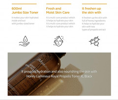 JMsolution Honey Luminous Royal Propolis Toner XL 20.28 fl oz.2 Face Mask Sheet
