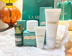 La Mer 4pc Cream, Cleanser, Mask, Lotion Travel Gift Set with Bag NIB
