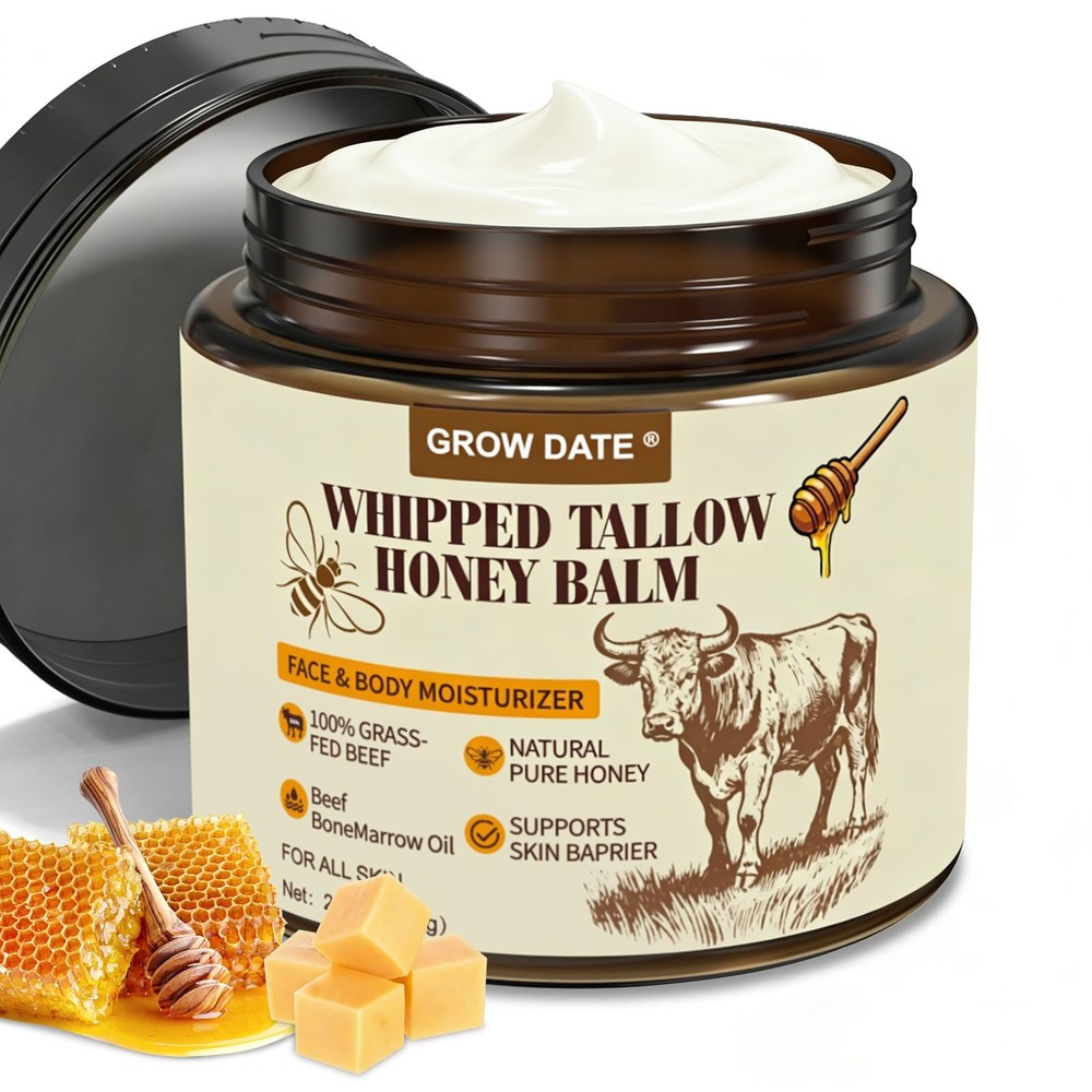 Beef Tallow for Skin – Organic and Honey Balm 2 Fl Oz (Pack of 1)