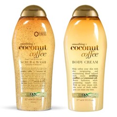OGX Coconut Coffee Scrub and Wash Body Wash and Body Cream Exfoliat19.5oz 2-Pack