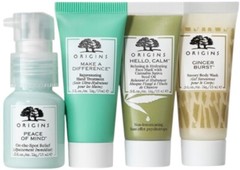 ORIGINS 4pcs SET: Peace of Mind, Hand Treatment, Mask, Body Wash .5oz /15mL each