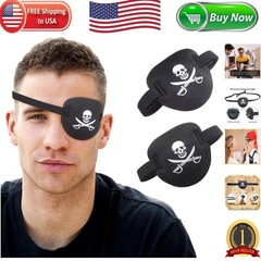 2-Piece Adjustable Pirate Eye Patch Set – 3D Soft Eye Protection for All