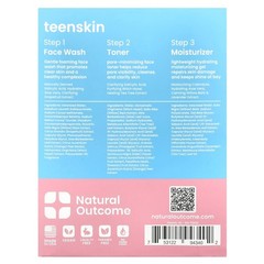 Natural Outcome Teenskin Everyday Face Kit 3-Step Skincare Cleanser Toner Set