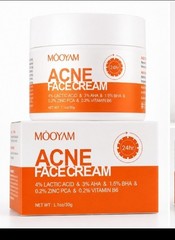 Mooyam Acne Face Cream 30g Lactic Acid AHA BHA Zinc PCA Vitamin B6