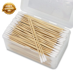 Cotton Swabs in Storage Box Long Cotton Swab with Wooden Sticks – Lint Free