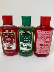 BATH & BODY WORKS MIXED LOT of 3 BODY WASH 10 oz EACH VANILLA BEAN/ CANDY APPLE