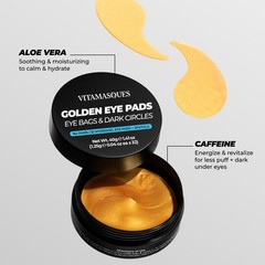 Vitamasques Golden Hydrogel Eye Pads For Puffy 32 Count (Pack of 2), Gold