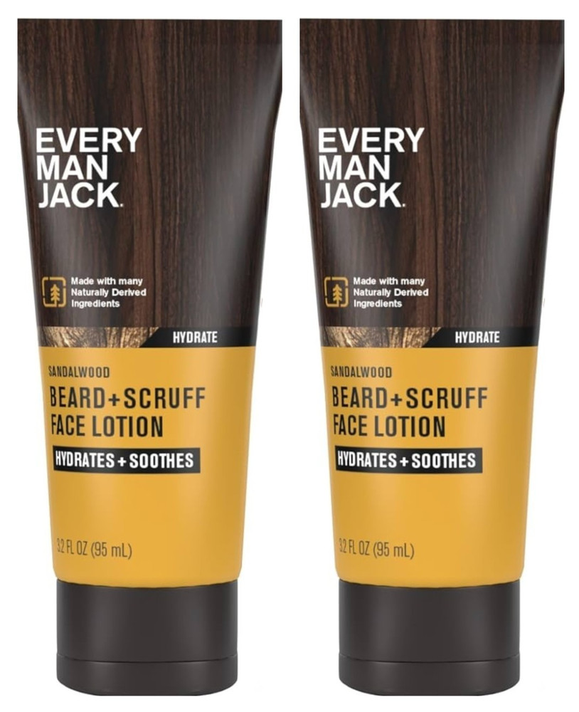 2 pack Every Man Jack Beard Scruff + Face Lotion SANDALWOOD 3.2 oz – 2 tubes