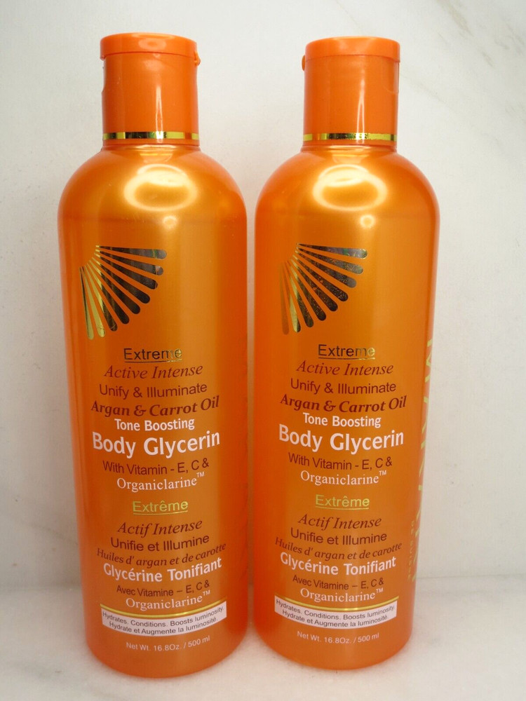 MAKARl EXTREME ARGAN & CARROT OIL TONE BOOSTING BODY GLYCERIN 16.8 OZ NWOB 2PCS