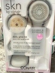 skn by conair Daily Glow Kit Facial Cleansing Brush, All-in-One Facial Brush